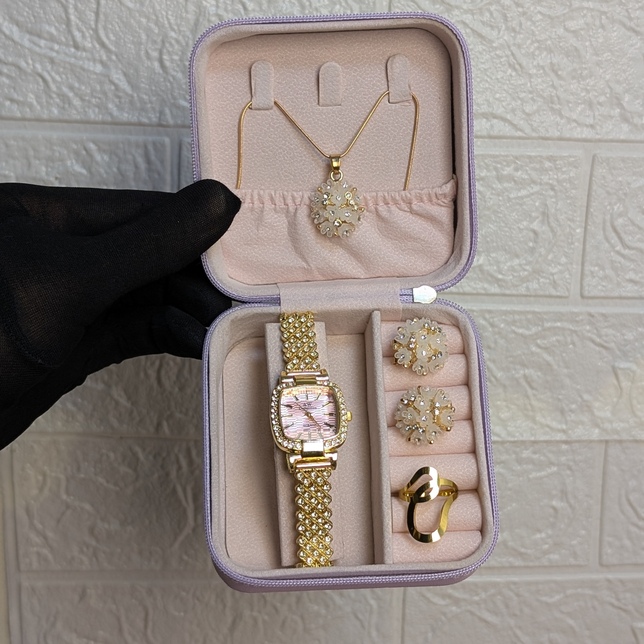 Golden Bloom Jewelry & Watch Gift Set